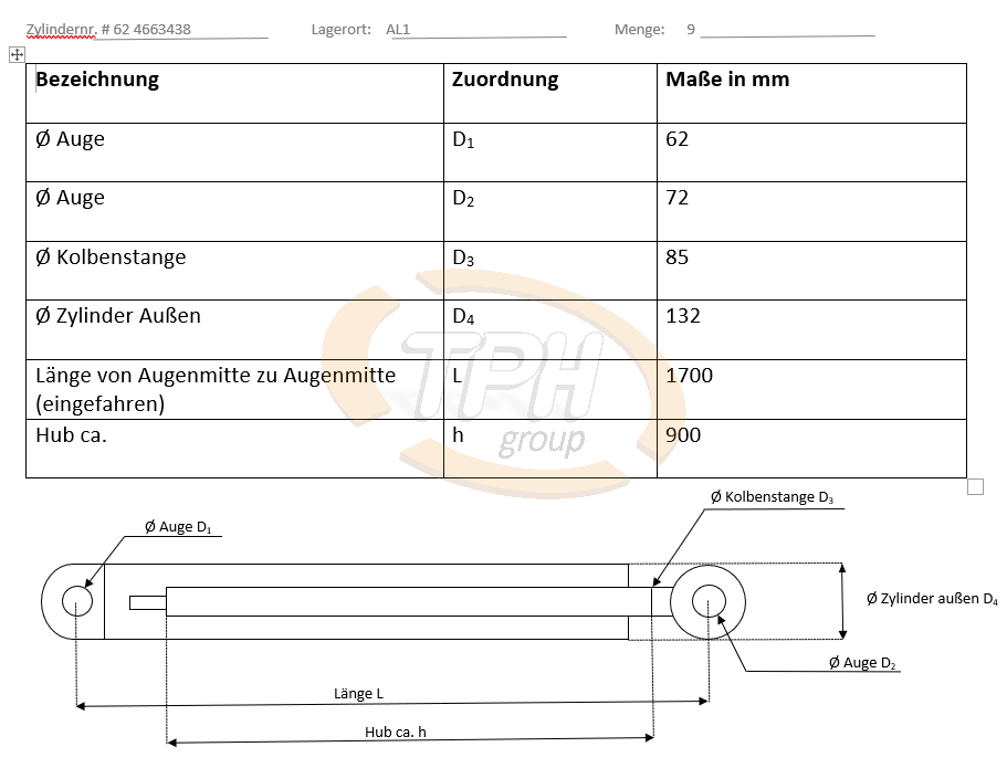 ZYLINDER AUSLEGER Hitachi 9272864